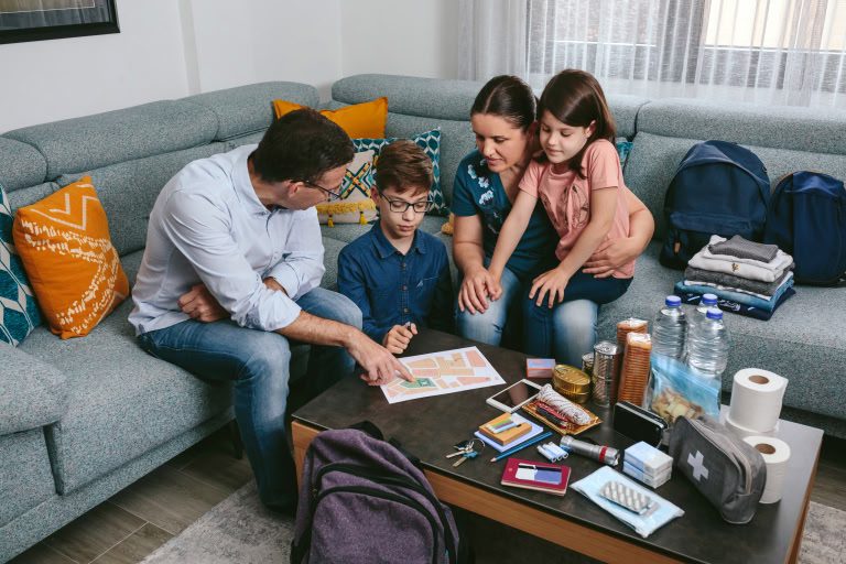 family preparing for a wildfire together